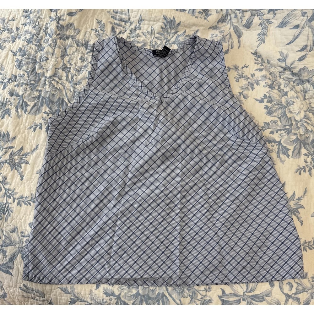Vintage,‎ Nautica Sleepwear, 100% Cotton, Blue Sleeveless Lattice Print Top XL